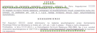 Cofnięcie uprawnień do kierowania pojazdami Cofnięcie uprawnień do kierowania pojazdami