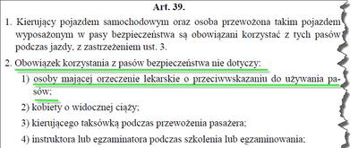 Zwolnieni z zapinania pasów bezpieczeństwa  Zwolnieni z zapinania pasów bezpieczeństwa