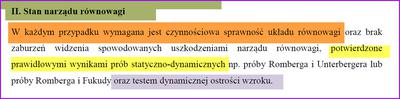 Norma dla zaburzeń równowagi kierowców  Norma dla zaburzeń równowagi kierowców