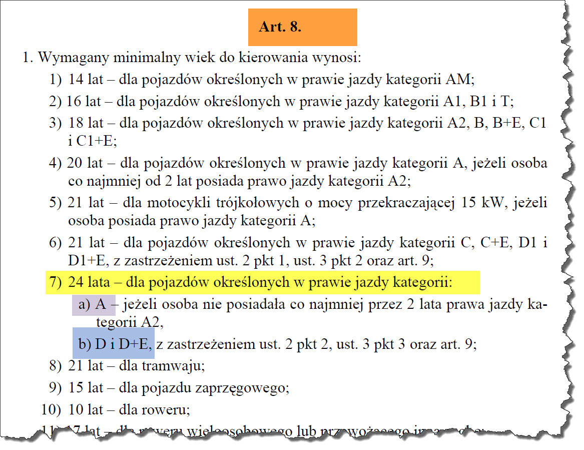 Sprawdź nowe zasady: Prawo jazdy od 24 lat  na autobus i motocykl kategorii A