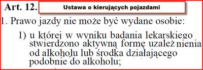 Alkohol a prawo jazdy wg Ustawy o kierujących pojazdami.