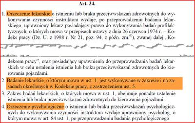 Badania lekarskie i psychologiczne instruktorów nauki jazdy