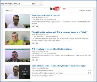 Moje filmy na YT o wykrywaniu marihuany w Moczu