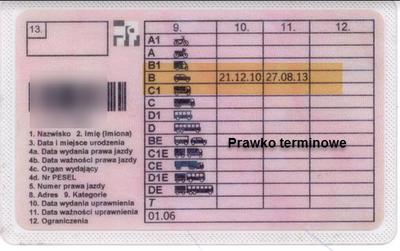 Prawo jazdy z e skróconym terminem ważności