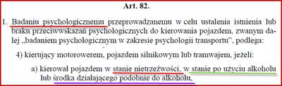 Podstawa prawna badań psychologicznych za jazdę po alkoholu