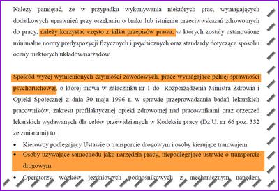 Podstawa prawna psychotestów dla kierowców aut służbowych