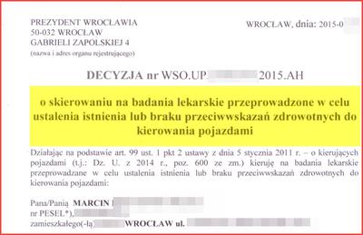 Decyzja o skierowaniu na badania lekarskie do WOMP