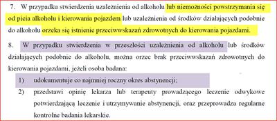 Zasady niezdolności do jazdy przy piciu alkoholu przez kierowcę