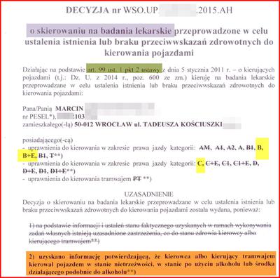 Decyzja o skierowaniu na badania lekarskie przez Prezydenta Miasta