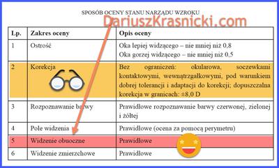 Normy oceny wzroku do broni