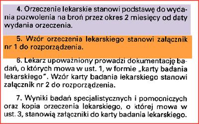 Orzeczenia po badaniach na broń