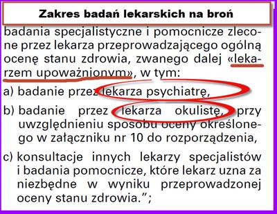 Zakres badań lekarskich do pozwolenia na broń.