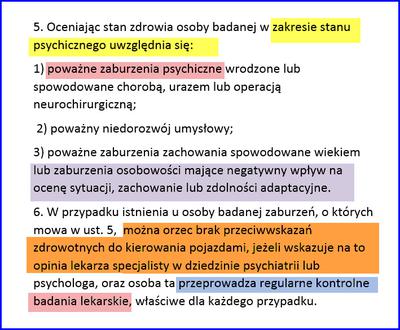 Zasady oceny stanu psychicznego kierowców wszystkich kategorii