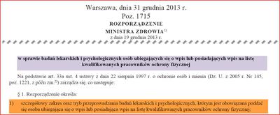 Rozporządzenie o badaniach pracowników ochrony