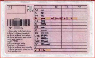 Wzór prawa jazdy z lat 2000- 2013