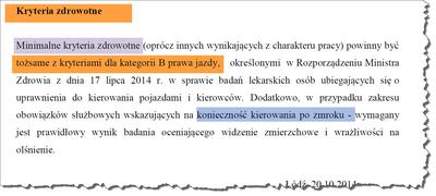 Wytyczne badań wzroku kierowców aut do celów służbowych