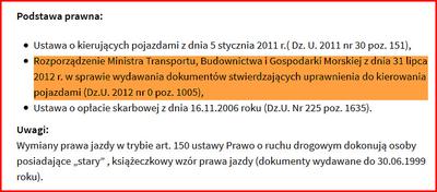 Podstawa prawna trybu wymiany prawa jazdy