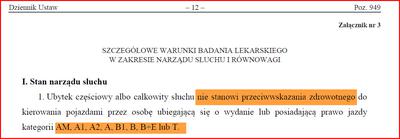 Ubytek słuchu jest przeciwwskazaniem zdrowotnym