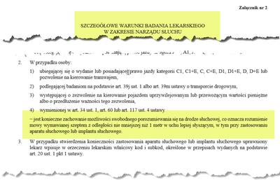 Normy słuchu dla kierowców C+E oraz kategorii D