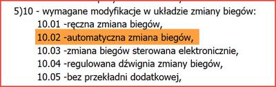 Kod 10.02 w prawie jazdy Automatyczna skrzynia biegów
