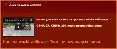 Nowa cena kursu na wózki widłowe