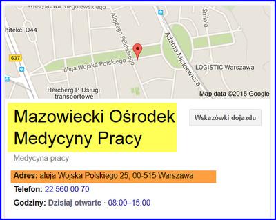 Mazowiecki Ośrodek Medycyny Pracy w Warszawie