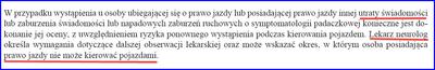 Napady o symptomatologii padaczkowej a prawo jazdy