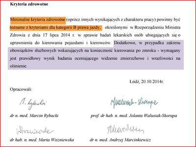 Normy wzroku u kierowców aut służbowych kategorii B od 2015 roku