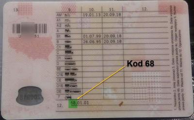 Kod 68 w prawie jazdy