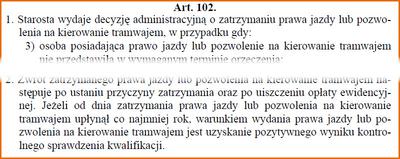 Zatrzymanie prawa jazdy przez Starostę