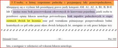 Norma 2 lata bez napadów padaczki do Prawa jazdy