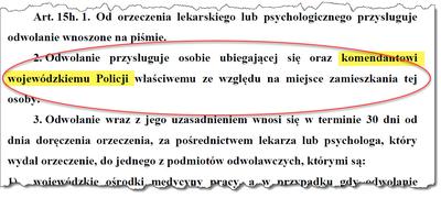 Prawo Komendanta Policji do wniesienia odwołania