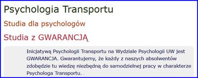 Studia podyplomowe z psychologii transportu