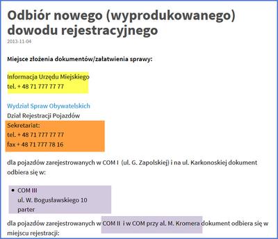 Odbiór dowodu rejestracyjnego we Wrocławiu