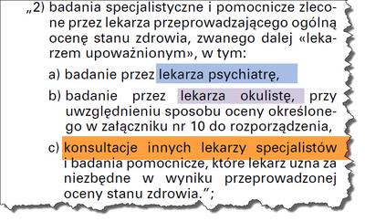 Zakres badań - pozwolenie na broń