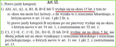 Terminy ważności prawa jazdy różnych kategorii
