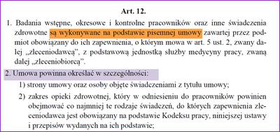 Zasady umowy Pracodawcy z medycyną pracy.