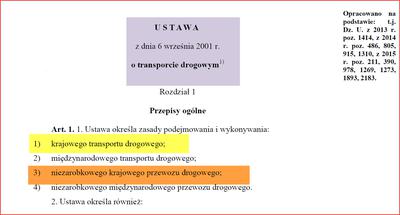 Ustawa o transporcie drogowym