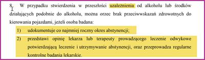 Udokumentuje co najmniej roczny okres abstynencji