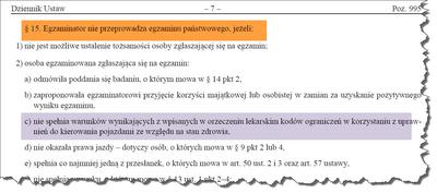 Egzaminator sprawdza czy masz okulary zgodnie z orzeczeniem lekarskim