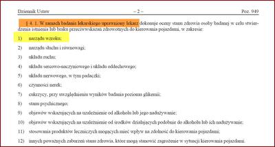 Obowiązek zbadania wzroku przez lekarza uprawnionego do badań kierowców