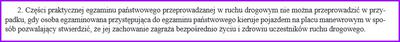 Jedna z przyczyn przerwania egzaminu praktycznego